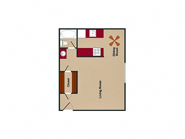 Floor plan for studio, 1 bath, 450 sqft